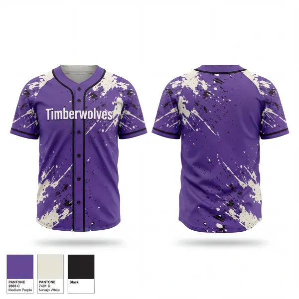 Full Button Baseball Jersey, Timberwolves, Baseball, Teamtime, Team time, sublimation, custom sports apparel, team uniforms, spirit wear, spiritwear, sports uniforms, custom shirts, team store, custom team store, fundraiser sports, apparel fundraiser