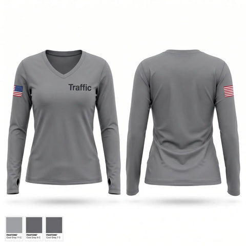 Womens Long Sleeve Vneck Shirt, Traffic, Police, Teamtime, Team time, sublimation, custom sports apparel, team uniforms, spirit wear, spiritwear, sports uniforms, custom shirts, team store, custom team store, fundraiser sports, apparel fundraiser