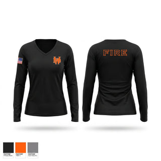 Womens Long Sleeve Vneck Shirt, Wewoka Fire/EMS, Fire Department, Teamtime, Team time, sublimation, custom sports apparel, team uniforms, spirit wear, spiritwear, sports uniforms, custom shirts, team store, custom team store, fundraiser sports, apparel fundraiser