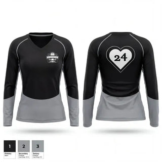 Womens Long Sleeve Vneck Shirt, Shelby Raiders, Men's Basketball, Teamtime, Team time, sublimation, custom sports apparel, team uniforms, spirit wear, spiritwear, sports uniforms, custom shirts, team store, custom team store, fundraiser sports, apparel fundraiser