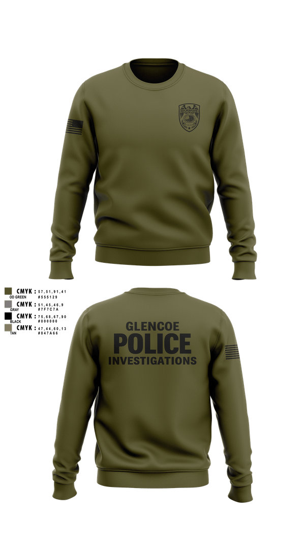 Crew Neck Sweatshirt, Glencoe Investigations, Police, Teamtime, Team time, sublimation, custom sports apparel, team uniforms, spirit wear, spiritwear, sports uniforms, custom shirts, team store, custom team store, fundraiser sports, apparel fundraiser