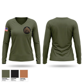 Womens Long Sleeve Vneck Shirt, Big Body Protection, National Guard, Teamtime, Team time, sublimation, custom sports apparel, team uniforms, spirit wear, spiritwear, sports uniforms, custom shirts, team store, custom team store, fundraiser sports, apparel fundraiser