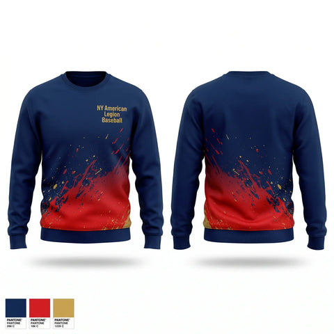 Crew Neck Sweatshirt, NY American Legion Baseball, Baseball, Teamtime, Team time, sublimation, custom sports apparel, team uniforms, spirit wear, spiritwear, sports uniforms, custom shirts, team store, custom team store, fundraiser sports, apparel fundraiser
