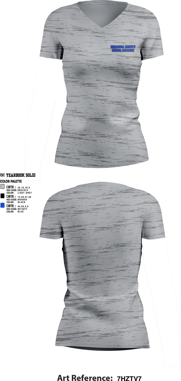 Womens Short Sleeve Vneck Shirt, Escambia County School District, , Teamtime, Team time, sublimation, custom sports apparel, team uniforms, spirit wear, spiritwear, sports uniforms, custom shirts, team store, custom team store, fundraiser sports, apparel fundraiser