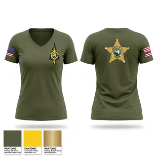 Womens Short Sleeve Vneck Shirt, Osceola County Sheriff's Office, Police, Teamtime, Team time, sublimation, custom sports apparel, team uniforms, spirit wear, spiritwear, sports uniforms, custom shirts, team store, custom team store, fundraiser sports, apparel fundraiser