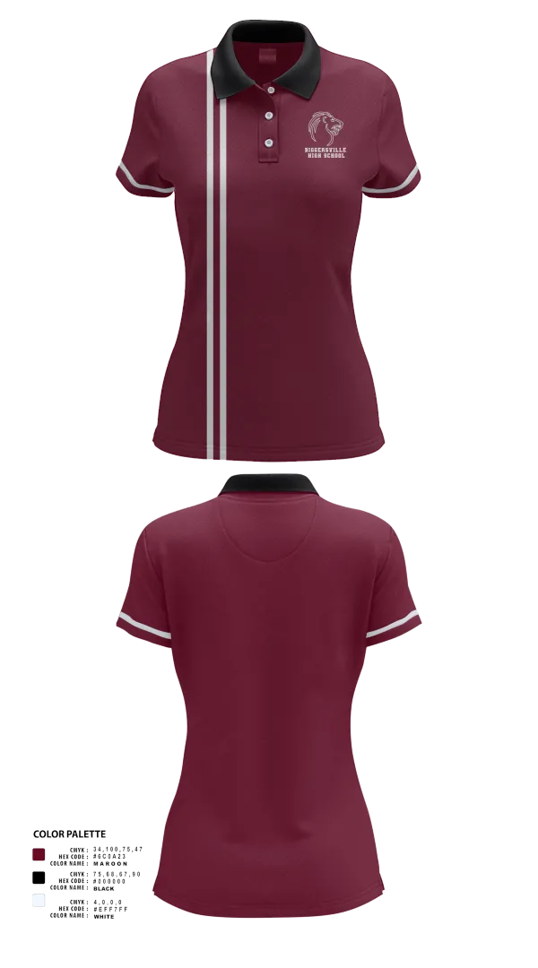 Womens Short Sleeve Performance Polo, Biggersville High School, Bowling, Teamtime, Team time, sublimation, custom sports apparel, team uniforms, spirit wear, spiritwear, sports uniforms, custom shirts, team store, custom team store, fundraiser sports, apparel fundraiser