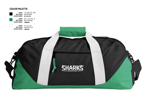 Duffle Bag, Sharks, Men's Soccer, Teamtime, Team time, sublimation, custom sports apparel, team uniforms, spirit wear, spiritwear, sports uniforms, custom shirts, team store, custom team store, fundraiser sports, apparel fundraiser