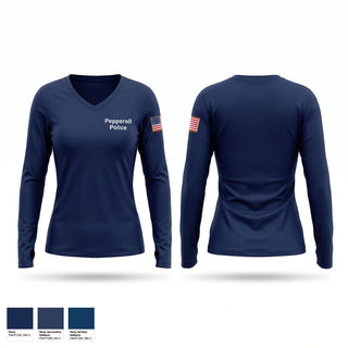 Womens Long Sleeve Vneck Shirt, Pepperell Police, Police, Teamtime, Team time, sublimation, custom sports apparel, team uniforms, spirit wear, spiritwear, sports uniforms, custom shirts, team store, custom team store, fundraiser sports, apparel fundraiser