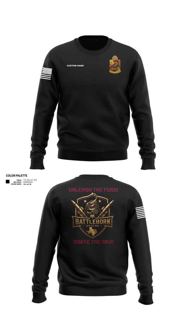 Crew Neck Sweatshirt, Battleborn, Army, Teamtime, Team time, sublimation, custom sports apparel, team uniforms, spirit wear, spiritwear, sports uniforms, custom shirts, team store, custom team store, fundraiser sports, apparel fundraiser
