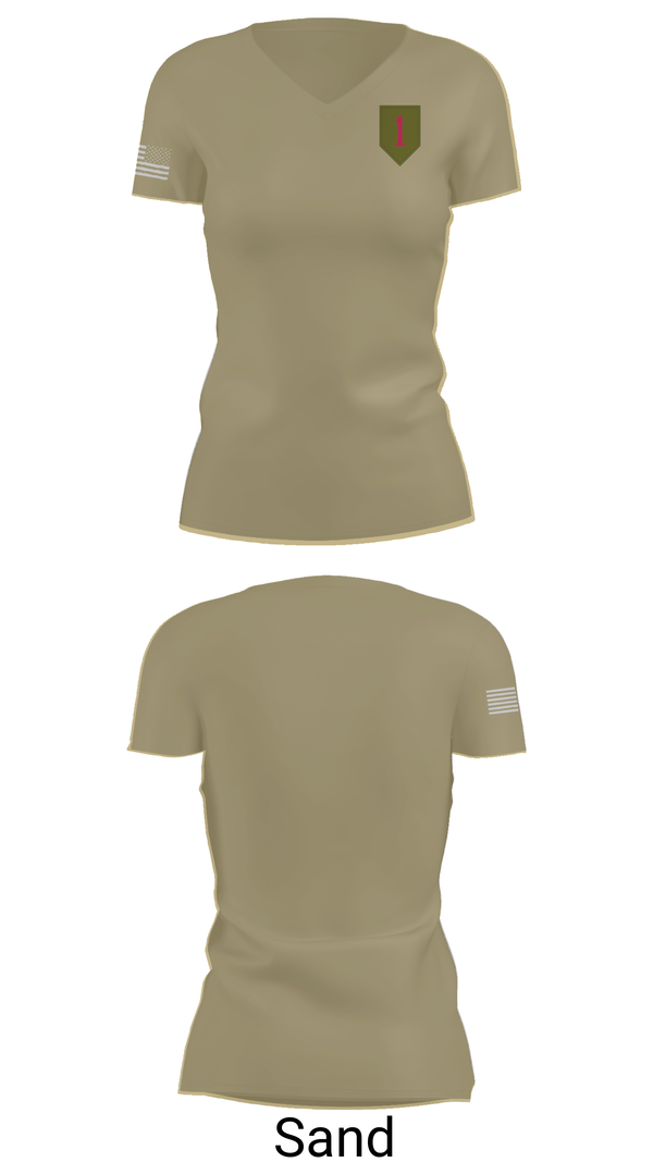 Womens Short Sleeve Vneck Shirt, 1st Infantry Division, Army, Teamtime, Team time, sublimation, custom sports apparel, team uniforms, spirit wear, spiritwear, sports uniforms, custom shirts, team store, custom team store, fundraiser sports, apparel fundraiser