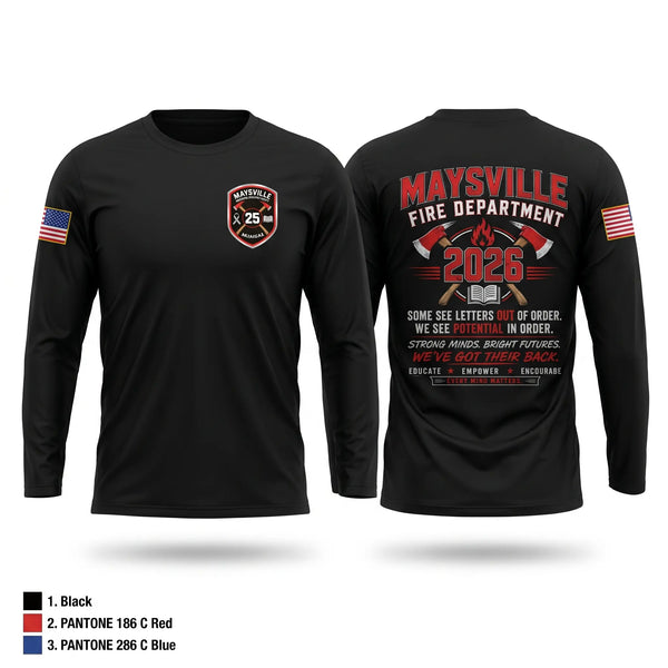 Long Sleeve Performance Shirt, Maysville Fire Department, Fire Department, Teamtime, Team time, sublimation, custom sports apparel, team uniforms, spirit wear, spiritwear, sports uniforms, custom shirts, team store, custom team store, fundraiser sports, apparel fundraiser