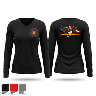 Womens Long Sleeve Vneck Shirt, Utah County SRT, Fire Department, Teamtime, Team time, sublimation, custom sports apparel, team uniforms, spirit wear, spiritwear, sports uniforms, custom shirts, team store, custom team store, fundraiser sports, apparel fundraiser