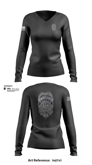 Womens Long Sleeve Vneck Shirt, Reston Midnights B Squad, Police, Teamtime, Team time, sublimation, custom sports apparel, team uniforms, spirit wear, spiritwear, sports uniforms, custom shirts, team store, custom team store, fundraiser sports, apparel fundraiser
