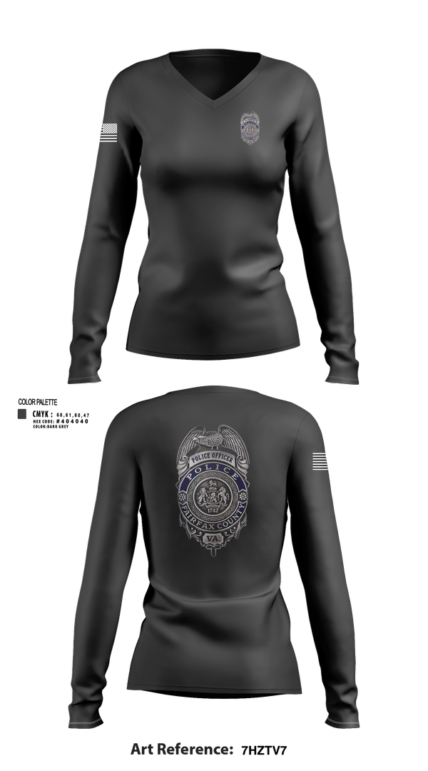 Womens Long Sleeve Vneck Shirt, Reston Midnights B Squad, Police, Teamtime, Team time, sublimation, custom sports apparel, team uniforms, spirit wear, spiritwear, sports uniforms, custom shirts, team store, custom team store, fundraiser sports, apparel fundraiser