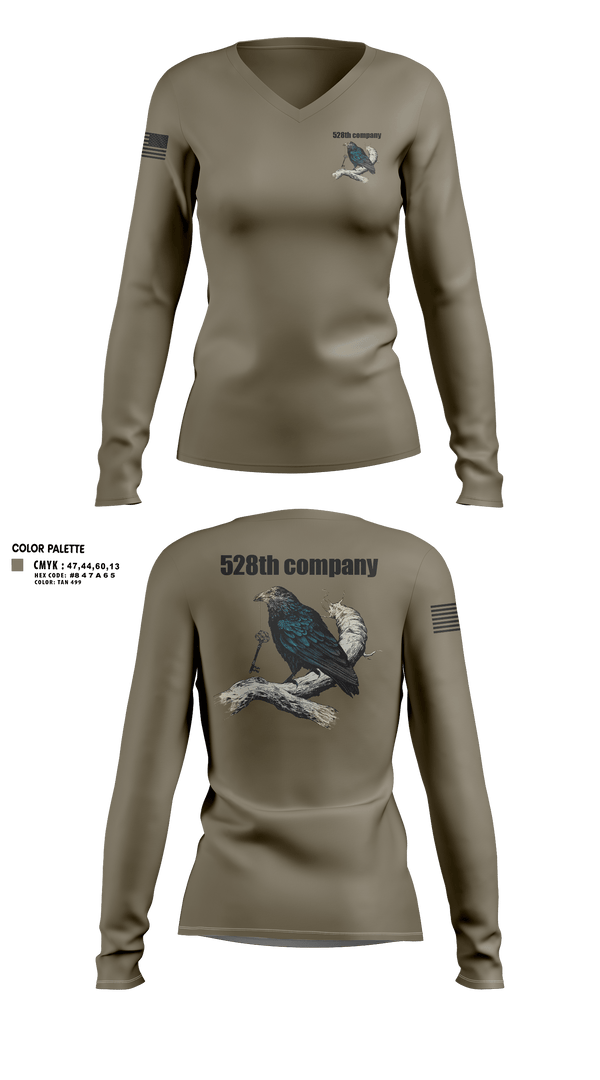 Womens Long Sleeve Vneck Shirt, 528th company, Army, Teamtime, Team time, sublimation, custom sports apparel, team uniforms, spirit wear, spiritwear, sports uniforms, custom shirts, team store, custom team store, fundraiser sports, apparel fundraiser