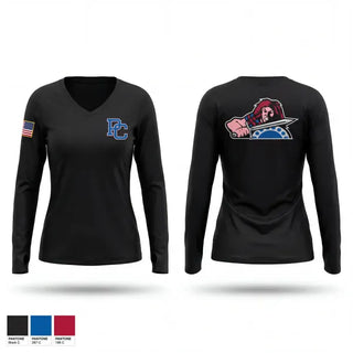 Womens Long Sleeve Vneck Shirt, PC ROTC, Army, Teamtime, Team time, sublimation, custom sports apparel, team uniforms, spirit wear, spiritwear, sports uniforms, custom shirts, team store, custom team store, fundraiser sports, apparel fundraiser