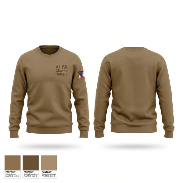 Crew Neck Sweatshirt, 4-1 FA Charlie Battery, Army, Teamtime, Team time, sublimation, custom sports apparel, team uniforms, spirit wear, spiritwear, sports uniforms, custom shirts, team store, custom team store, fundraiser sports, apparel fundraiser