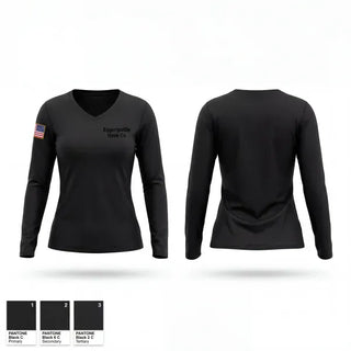 Womens Long Sleeve Vneck Shirt, Eggertsville Hose Co, Fire Department, Teamtime, Team time, sublimation, custom sports apparel, team uniforms, spirit wear, spiritwear, sports uniforms, custom shirts, team store, custom team store, fundraiser sports, apparel fundraiser