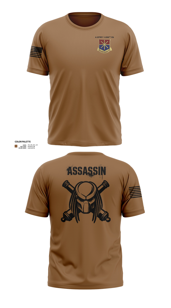 Old School Cotton Feel Shirt, A Btry 1-206th FA, National Guard, Teamtime, Team time, sublimation, custom sports apparel, team uniforms, spirit wear, spiritwear, sports uniforms, custom shirts, team store, custom team store, fundraiser sports, apparel fundraiser