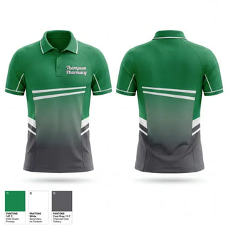 Short Sleeve Performance Polo, Thompson Pharmacy, Baseball, Teamtime, Team time, sublimation, custom sports apparel, team uniforms, spirit wear, spiritwear, sports uniforms, custom shirts, team store, custom team store, fundraiser sports, apparel fundraiser