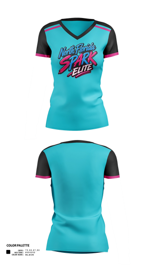 Womens Short Sleeve Vneck Shirt, North Florida Spark, Softball, Teamtime, Team time, sublimation, custom sports apparel, team uniforms, spirit wear, spiritwear, sports uniforms, custom shirts, team store, custom team store, fundraiser sports, apparel fundraiser