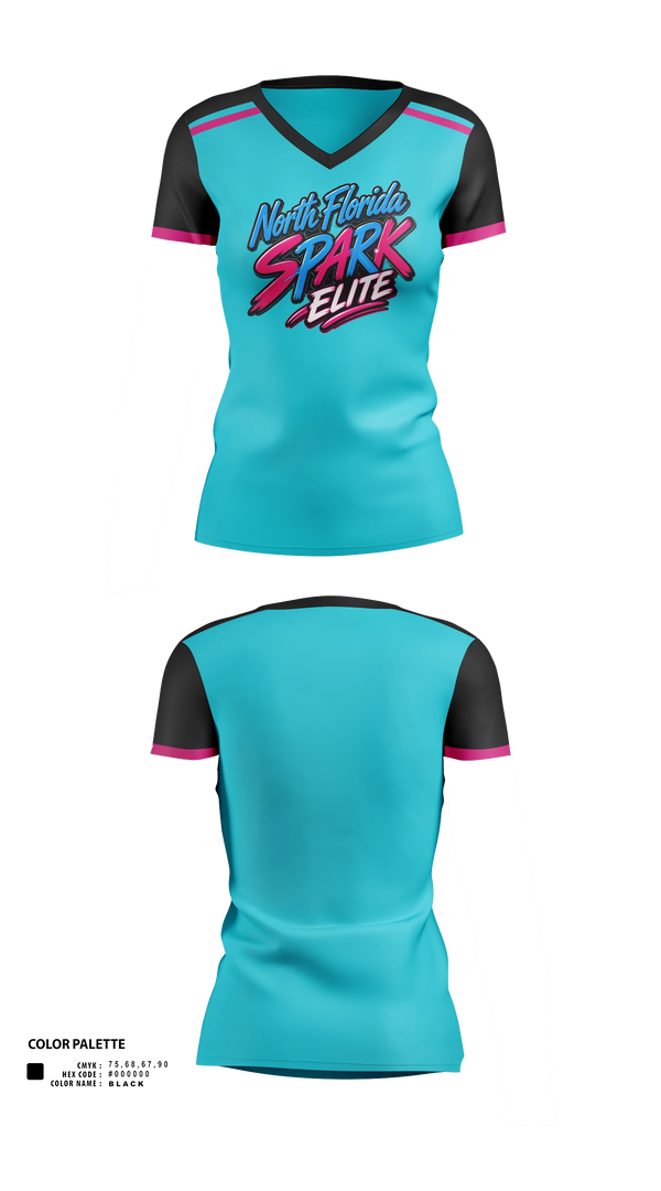Womens Short Sleeve Vneck Shirt, North Florida Spark, Softball, Teamtime, Team time, sublimation, custom sports apparel, team uniforms, spirit wear, spiritwear, sports uniforms, custom shirts, team store, custom team store, fundraiser sports, apparel fundraiser