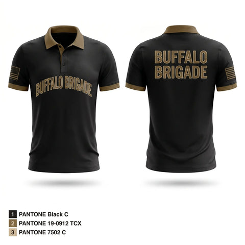 Short Sleeve Performance Polo, Buffalo Brigade, Army, Teamtime, Team time, sublimation, custom sports apparel, team uniforms, spirit wear, spiritwear, sports uniforms, custom shirts, team store, custom team store, fundraiser sports, apparel fundraiser