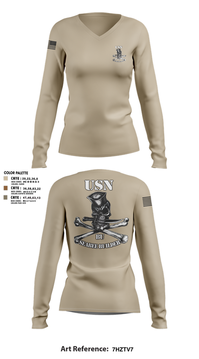 NMCB-25 17597723 Women's Long Sleeve V-neck Shirt - 1