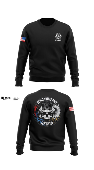 Crew Neck Sweatshirt, ECHO COMPANY, 3-60TH IN, Army, Teamtime, Team time, sublimation, custom sports apparel, team uniforms, spirit wear, spiritwear, sports uniforms, custom shirts, team store, custom team store, fundraiser sports, apparel fundraiser