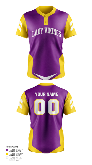 Two Button Softball Jersey, Lady Vikings, Softball, Teamtime, Team time, sublimation, custom sports apparel, team uniforms, spirit wear, spiritwear, sports uniforms, custom shirts, team store, custom team store, fundraiser sports, apparel fundraiser
