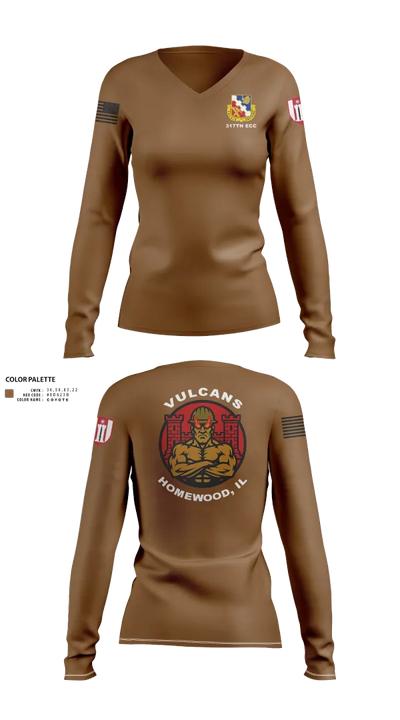 317th ECC 65415028 Women's Long Sleeve V-neck Shirt - 101