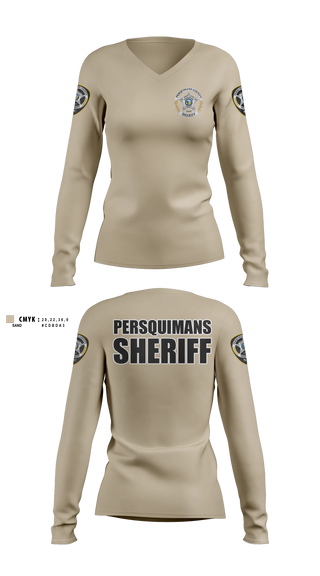 Womens Long Sleeve Vneck Shirt, Perquimans County Sheriff's Office, Police, Teamtime, Team time, sublimation, custom sports apparel, team uniforms, spirit wear, spiritwear, sports uniforms, custom shirts, team store, custom team store, fundraiser sports, apparel fundraiser