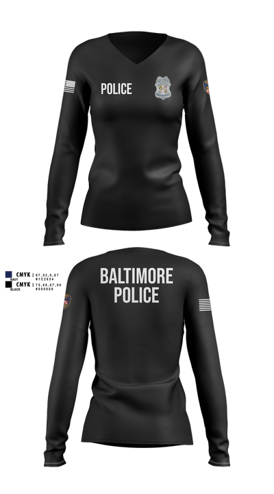Baltimore Police Department 87844161 Women's Long Sleeve V-neck Shirt - 105