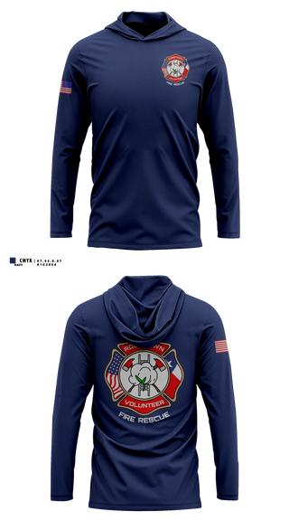 Long Sleeve hooded sunshirt, Robstown Volunteer Fire Department, Fire Department, Teamtime, Team time, sublimation, custom sports apparel, team uniforms, spirit wear, spiritwear, sports uniforms, custom shirts, team store, custom team store, fundraiser sports, apparel fundraiser