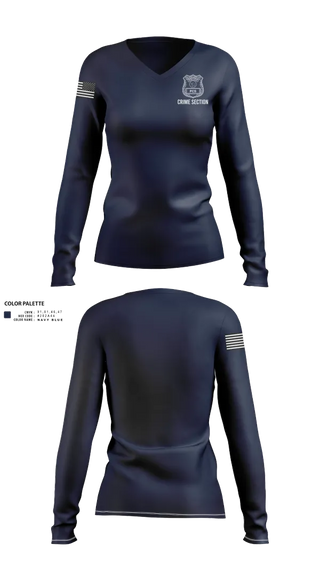 Womens Long Sleeve Vneck Shirt, 5th PCT Crime Section, , Teamtime, Team time, sublimation, custom sports apparel, team uniforms, spirit wear, spiritwear, sports uniforms, custom shirts, team store, custom team store, fundraiser sports, apparel fundraiser