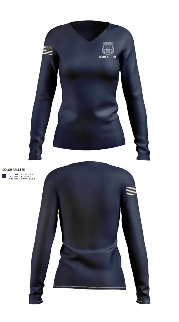 Womens Long Sleeve Vneck Shirt, 5th PCT Crime Section, , Teamtime, Team time, sublimation, custom sports apparel, team uniforms, spirit wear, spiritwear, sports uniforms, custom shirts, team store, custom team store, fundraiser sports, apparel fundraiser
