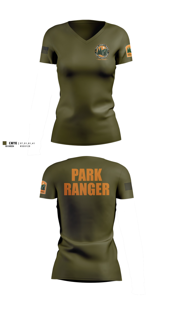 Womens Short Sleeve Vneck Shirt, York County Park Ranger Division, Police, Teamtime, Team time, sublimation, custom sports apparel, team uniforms, spirit wear, spiritwear, sports uniforms, custom shirts, team store, custom team store, fundraiser sports, apparel fundraiser