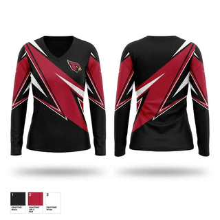 Womens Long Sleeve Vneck Shirt, Potts Camp High School Basketball, Women's Basketball, Teamtime, Team time, sublimation, custom sports apparel, team uniforms, spirit wear, spiritwear, sports uniforms, custom shirts, team store, custom team store, fundraiser sports, apparel fundraiser