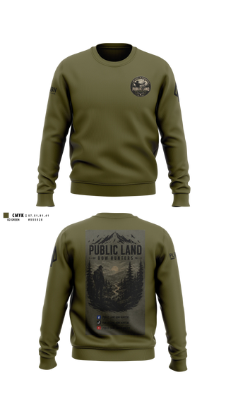Crew Neck Sweatshirt, Public Land Bow Hunters, , Teamtime, Team time, sublimation, custom sports apparel, team uniforms, spirit wear, spiritwear, sports uniforms, custom shirts, team store, custom team store, fundraiser sports, apparel fundraiser