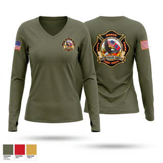 Womens Long Sleeve Vneck Shirt, South Roane County, Fire Department, Teamtime, Team time, sublimation, custom sports apparel, team uniforms, spirit wear, spiritwear, sports uniforms, custom shirts, team store, custom team store, fundraiser sports, apparel fundraiser