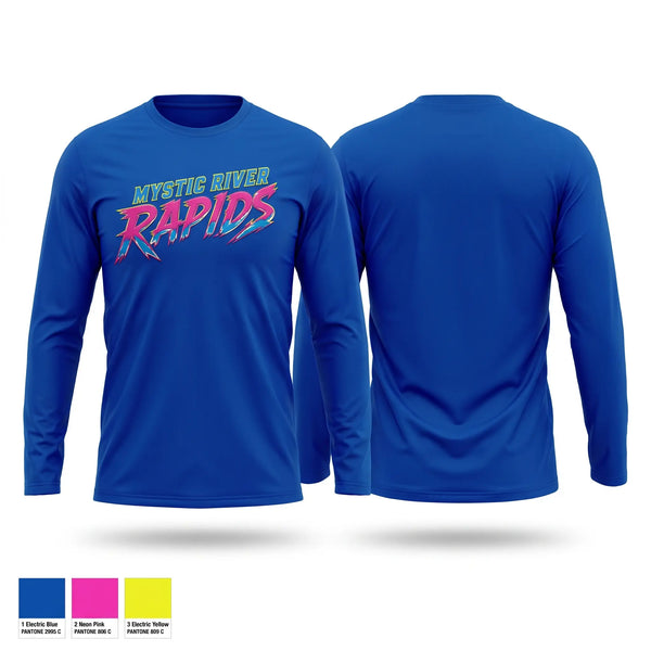 Long Sleeve Performance Shirt, Mystic River Rapids, Baseball, Teamtime, Team time, sublimation, custom sports apparel, team uniforms, spirit wear, spiritwear, sports uniforms, custom shirts, team store, custom team store, fundraiser sports, apparel fundraiser