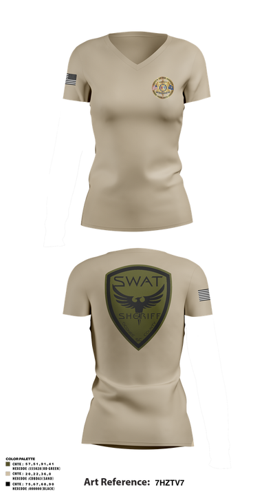 SWAT 37842893 Women's Short Sleeve V-neck Shirt - 2