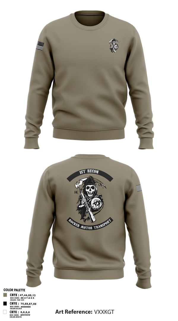Crew Neck Sweatshirt, 1st Recon, Marines, Teamtime, Team time, sublimation, custom sports apparel, team uniforms, spirit wear, spiritwear, sports uniforms, custom shirts, team store, custom team store, fundraiser sports, apparel fundraiser