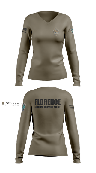 Womens Long Sleeve Vneck Shirt, Florence Police Department, Police, Teamtime, Team time, sublimation, custom sports apparel, team uniforms, spirit wear, spiritwear, sports uniforms, custom shirts, team store, custom team store, fundraiser sports, apparel fundraiser