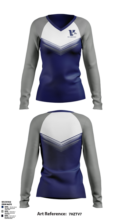 Vista Junior Eagles 88108764 Women's Long Sleeve V-neck Shirt - 1