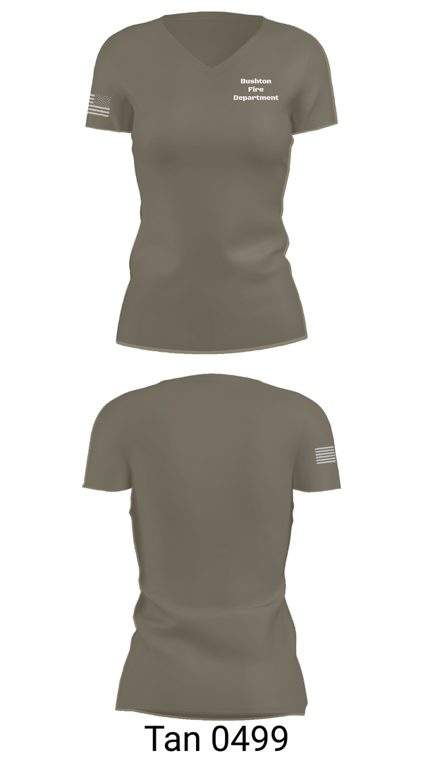 Womens Short Sleeve Vneck Shirt, Bushton Fire Department, Fire Department, Teamtime, Team time, sublimation, custom sports apparel, team uniforms, spirit wear, spiritwear, sports uniforms, custom shirts, team store, custom team store, fundraiser sports, apparel fundraiser