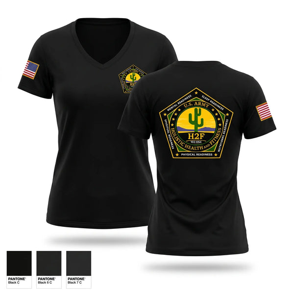 Womens Short Sleeve Vneck Shirt, 103rd ESC, Army, Teamtime, Team time, sublimation, custom sports apparel, team uniforms, spirit wear, spiritwear, sports uniforms, custom shirts, team store, custom team store, fundraiser sports, apparel fundraiser