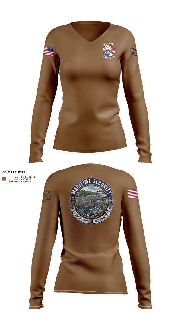 Womens Long Sleeve Vneck Shirt, MSRON TWO, Navy, Teamtime, Team time, sublimation, custom sports apparel, team uniforms, spirit wear, spiritwear, sports uniforms, custom shirts, team store, custom team store, fundraiser sports, apparel fundraiser