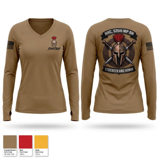 Womens Long Sleeve Vneck Shirt, HHC, 525 MP Detention BN, Army, Teamtime, Team time, sublimation, custom sports apparel, team uniforms, spirit wear, spiritwear, sports uniforms, custom shirts, team store, custom team store, fundraiser sports, apparel fundraiser