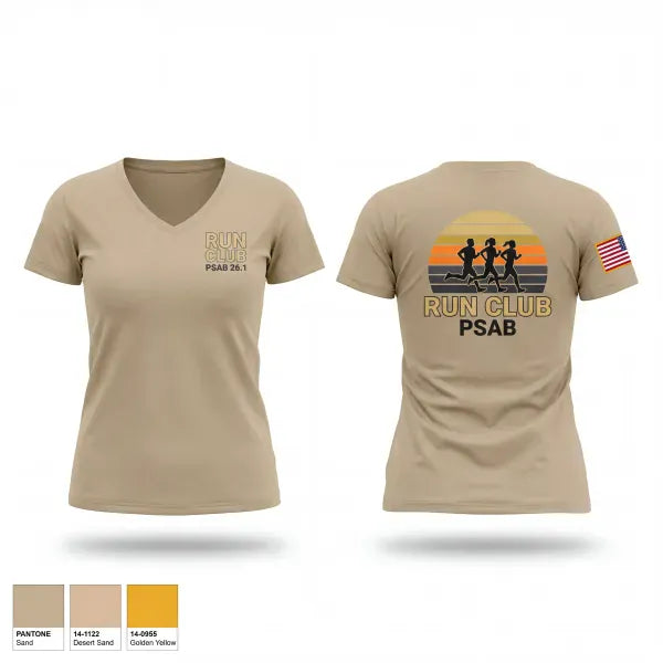 Womens Short Sleeve Vneck Shirt, RUN CLUB (PSAB), Air Force, Teamtime, Team time, sublimation, custom sports apparel, team uniforms, spirit wear, spiritwear, sports uniforms, custom shirts, team store, custom team store, fundraiser sports, apparel fundraiser